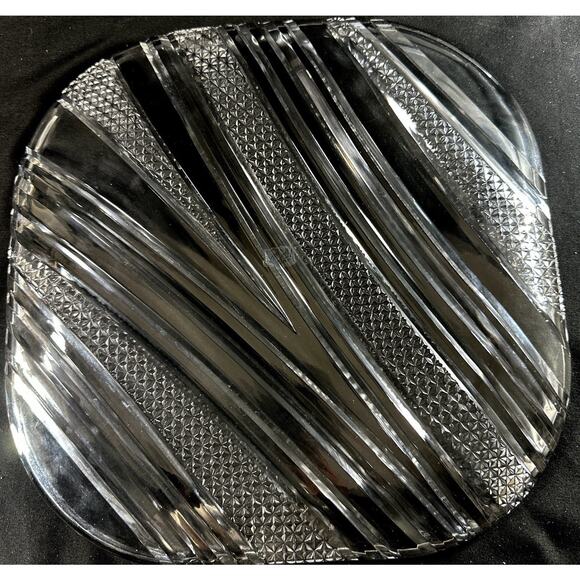 Mikasa Crystal Stardust Square Hostess Platter 12.25” NOS - Picture 5 of 7